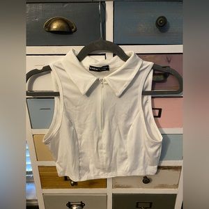 Brand new white collared crop top